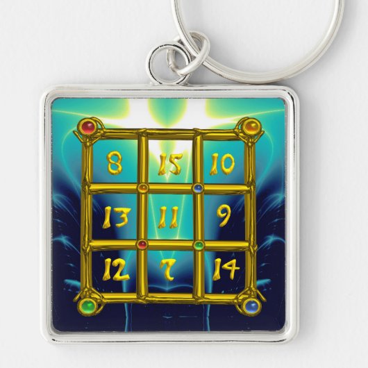 Porte-clés MAGIC CARRÉ 33, Gold Aqua Blue Turquoise (Devant)