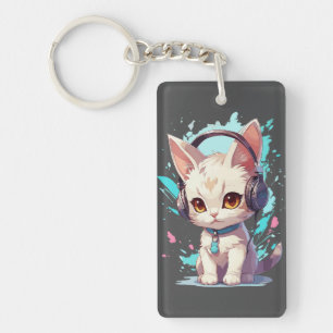 Porte-clés Magic Chaton Mignon avec Casque