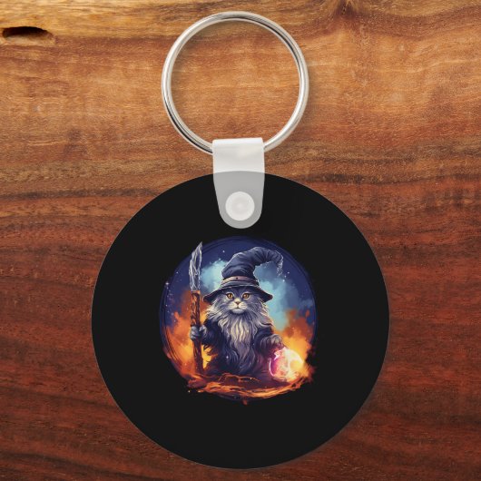 Porte-clés Magical Sorcier Enchanteur Sorcier Assistant Chat (Recto)