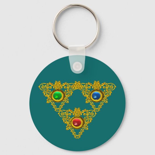 PORTE-CLÉS MAGIQUE ELFIC TALISMAN /GOLD TRIANGLE AVEC GEMSTON (Recto)