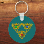 PORTE-CLÉS MAGIQUE ELFIC TALISMAN /GOLD TRIANGLE AVEC GEMSTON (Recto)