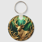 Porte-clés Magnifique buck regardant dans une forêt sereine (Recto)