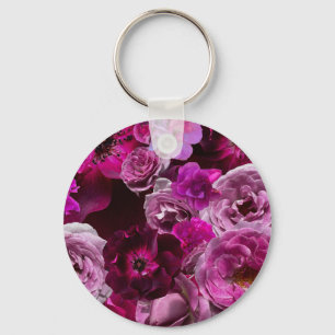 Porte-clés Magnifique Collage de Rose Violette