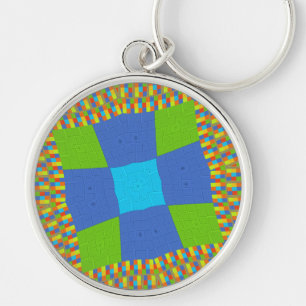 Porte-clés Magnifique conception d'impression d'art vert bleu