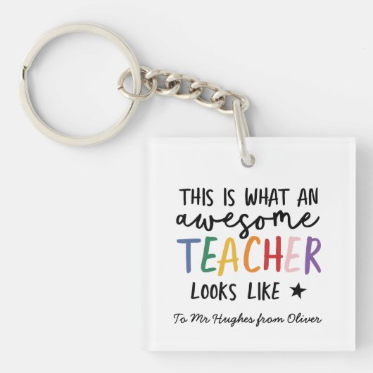 Porte-clés Magnifique enseignant typographie moderne arc-en-c (Devant)