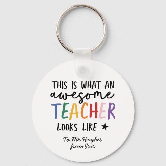 Porte-clés Magnifique enseignant typographie moderne cadeau a (Recto)