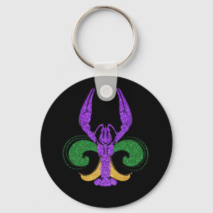 Porte-clés Magnifique Mardi Gras Fleur Lis Crawfish Nouvelle-