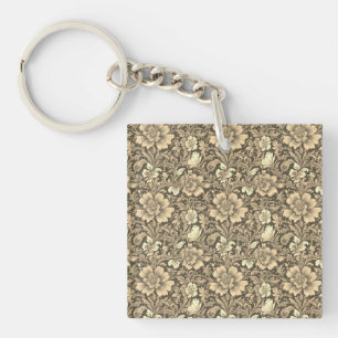 Porte-clés Magnifique motif floral sépia vintage