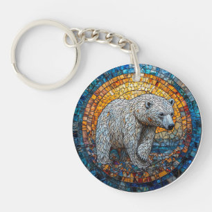 Porte-clés Magnifique œuvre d'art en verre teinté d'ours pola