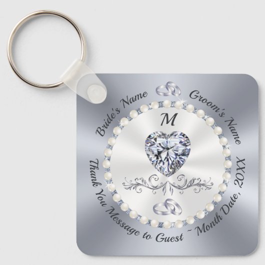 Porte-clés Magnifique Personnalisée, Faveurs De Mariage En Di (Recto)