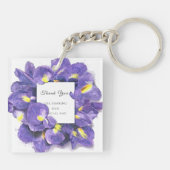 Porte-clés Magnifiques Iris Violets Aquarelle Florale Merci (Dos)