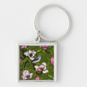 Porte-clés Magnolia en floraison et oiseau de tireur 2