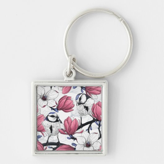 Porte-clés Magnolia rose et métis bleu (Devant)