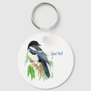 Porte-clés Magpie dans l'arbre à saule, Oiseau, Jardin à Cust