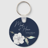 Porte-clés Maid of Honor Marine Blue Floral Mariage Don (Recto)