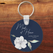 Porte-clés Maid of Honor Marine Blue Floral Mariage Don (Recto)