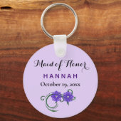 Porte-clés Maid of Honor Modern Typography Purple Mariage (Recto)