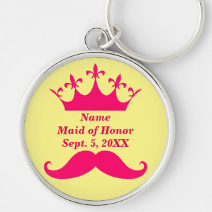 Porte-clés Maid of Honor Pink Mustache and Tiara Rd Keychain