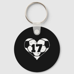 Porte-clés Maillot de foot numéro 17 Drôle de cœur de jeu de