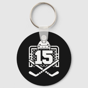 Porte-clés Maillot de hockey numéro 15 drôle de joueur de hoc