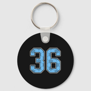 Porte-clés Maillot de joueur de football bleu motif numéro 36