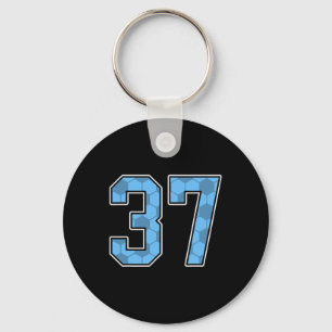 Porte-clés Maillot de joueur de football bleu motif numéro 37