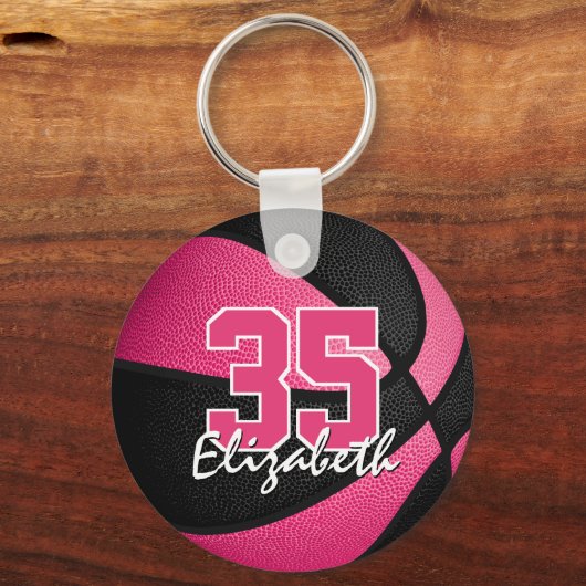 Porte-clés maillot de l'équipe de basket-ball noire rose (Recto)