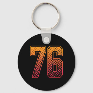Porte-clés Maillot de sport rouge orange numéro 76 uniforme d