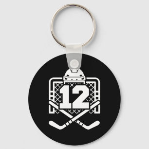 Porte-clés Maillot numéro 12 de hockey drôle de joueur de hoc