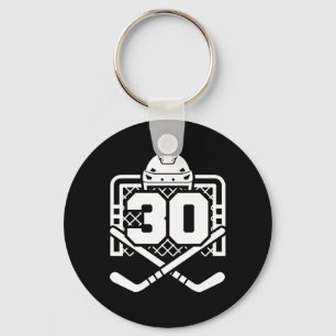 Porte-clés Maillot numéro 30 de hockey drôle de joueur de hoc