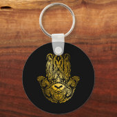 Porte-clés Main de Hamsa - Amulette arabe dorée (Recto)