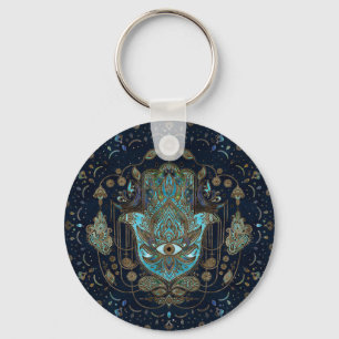 Porte-clés Main de Hamsa - Main de Fatima Pierres Bleues
