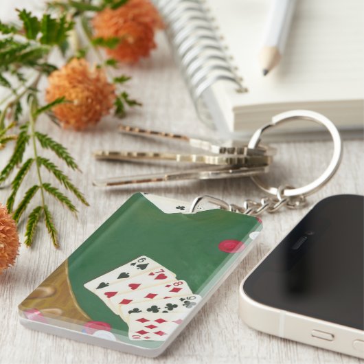 Porte-clés Main de poker de gain six à Dix (Devant droit)