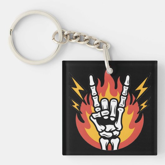 Porte-clés Main de squelette Rock and Roll : Signe de Classic (Devant)