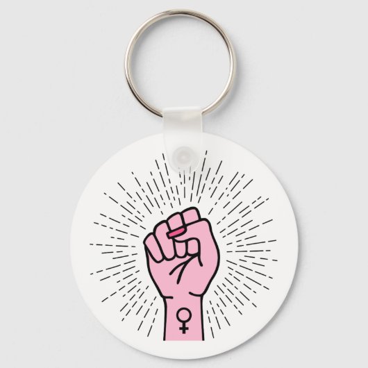 Porte-clés Main féministe avec symbole féminin (Recto)