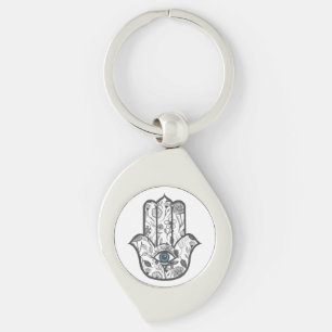 Porte-clés Main florale tirée par la main simple de Hamsa