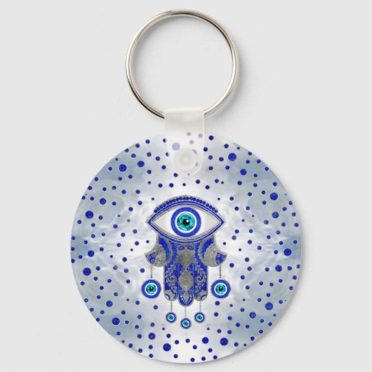 Porte-clés Main Hamsa - Main de Fatima Lapis Lazuli et Argent (Recto)
