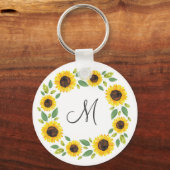 Porte-clés Main Painted Watercolor Sunflower (Recto)