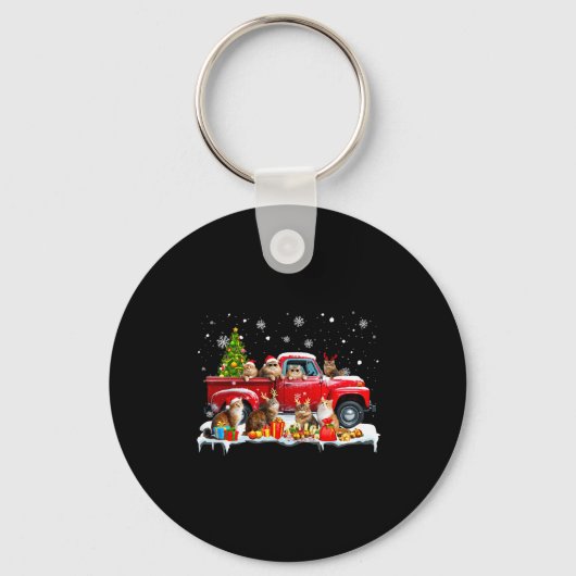Porte-clés Maine Coon Cat Red Truck Christmas Tree Santa Ugly (Recto)