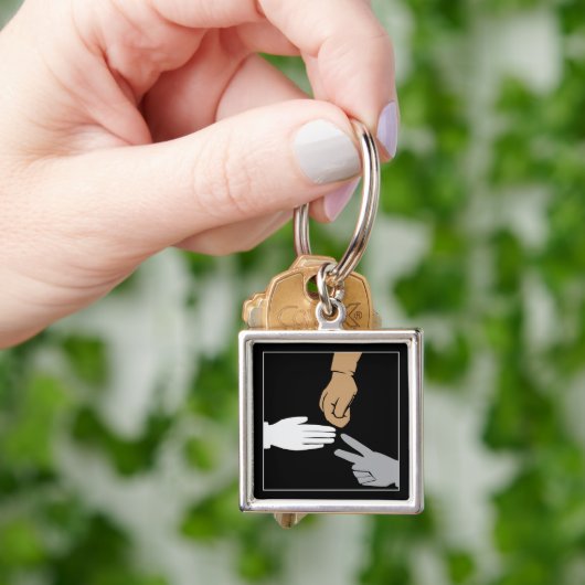 Porte-clés Mains de papier de ciseaux de roche (main)