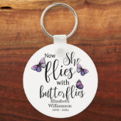 Porte-clés Maintenant, elle vole avec des papillons Memorial (Verso)