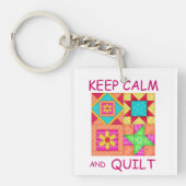 Porte-clés Maintenez le calme et la surface composée de blocs (Devant)