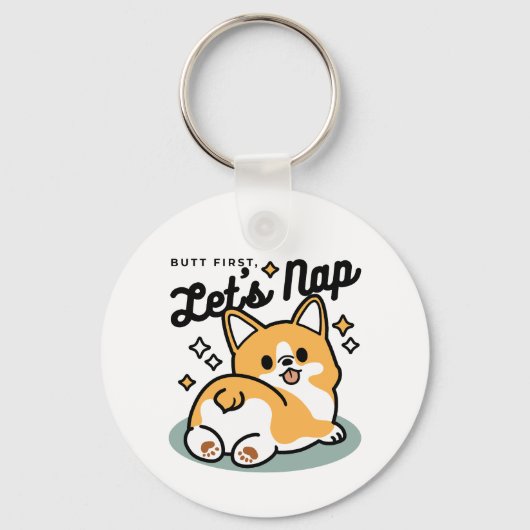 Porte-clés Mais d'abord, Nappons - mignon Caricature à bouton (Recto)