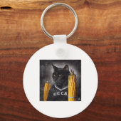 Porte-clés Maïs De Hockey Sur Chat Sur Le Cob (Recto)