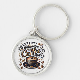 Porte-clés Mais First Coffee Art - Design Or Stylé