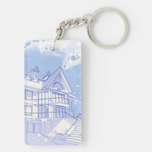 Porte-clés maison : aspiration d'aquarelle