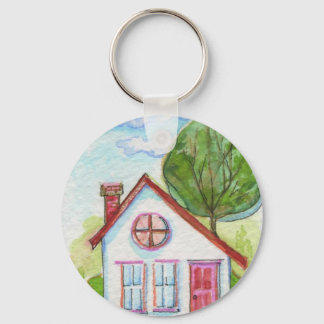 Porte-clés Maison couleur aquarelle