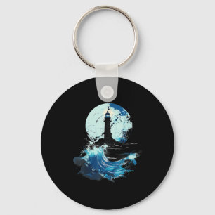 Porte-clés Maison de bord de mer avec phare et voile