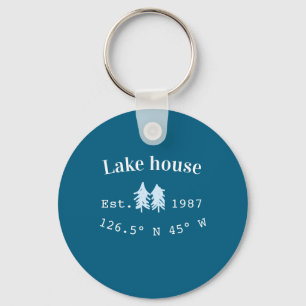 Porte-clés Maison de lac etc. Date année coordonnées personna