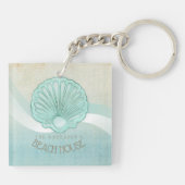 Porte-clés Maison de plage Coquillage Aqua Bleu ID623 (Dos)